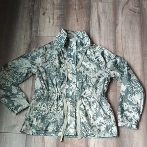 Maurices Floral Utility Windbreaker Jacket in Green and Gray